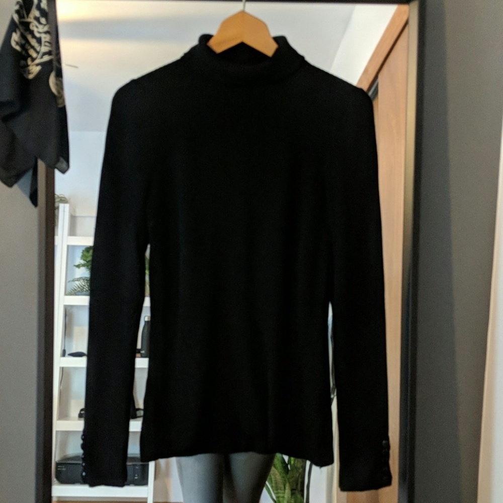 Black ribbed turtleneck sweater